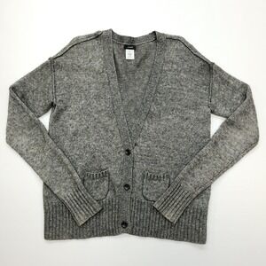 J Crew Sweater Womens XS Gray Mohair Blend Academia Cardigan Long Sleeve Pockets